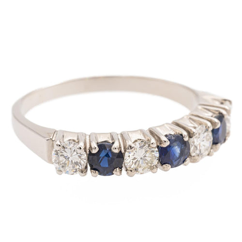 Bague 53 Bague demi alliance Or blanc Saphir 58 Facettes 2432014CN