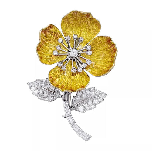 Broche Boucheron - broche, Eglantine , émail et diamants. 58 Facettes 32504