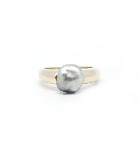 Bague 51 / Jaune / Or 750 Bague Or jaune Perle Mabé 58 Facettes 200014R