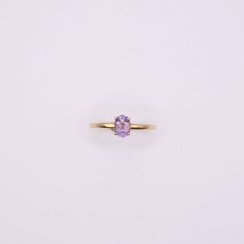 Bague Bague solitaire or jaune améthyste ovale 58 Facettes