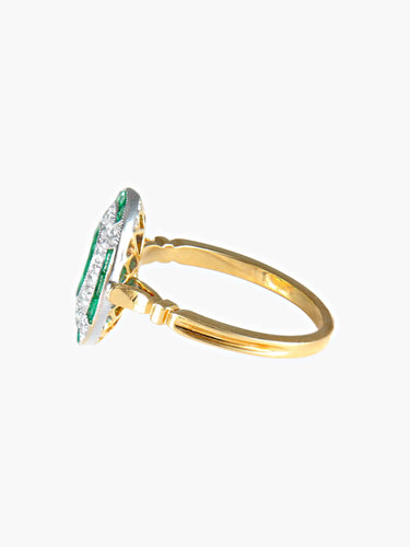 Bague 52 Bague style Art Déco diamants et émeraudes 58 Facettes