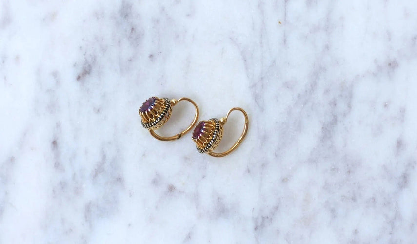 Boucles d'oreilles Boucles d'Oreilles, Email et Grenats 58 Facettes