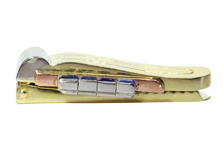 Clip Clip Vogue Vintage : Saphirs sertis en or tricolore 58 Facettes 24046-0110