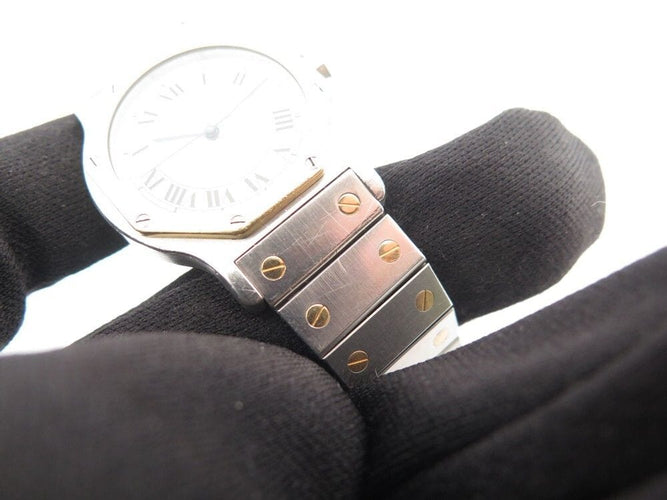 Montre vintage montre CARTIER santos octogonale 30 mm or & acier automatique 58 Facettes 253775
