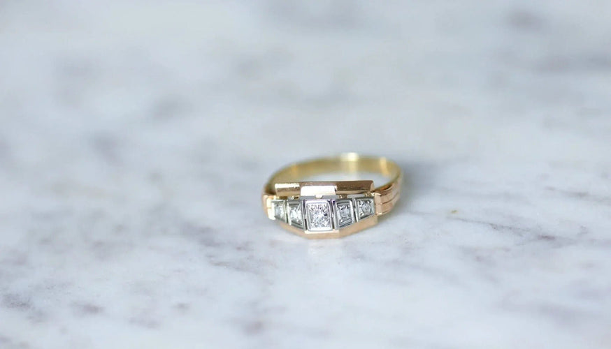 Bague Bague bandeau Art-Déco 3 Ors Diamants 58 Facettes