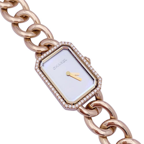 Montre Montre Chanel, "Première Chaîne Gourmette", or rose, diamants. 58 Facettes 33507