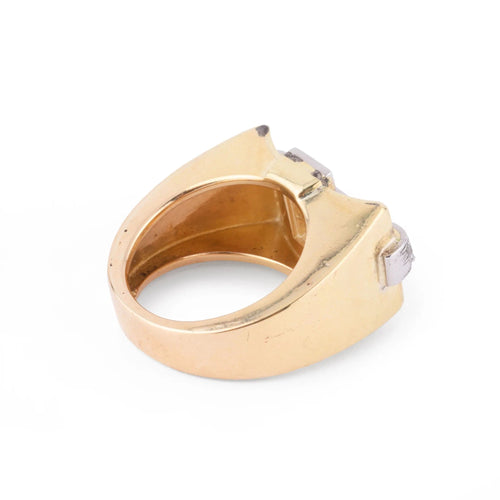 Bague Bague Tank Or jaune, Platine & Diamants 58 Facettes