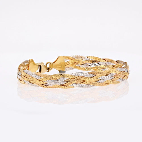 Bracelet Bracelet plat tresse 3 ors 58 Facettes CVBR41