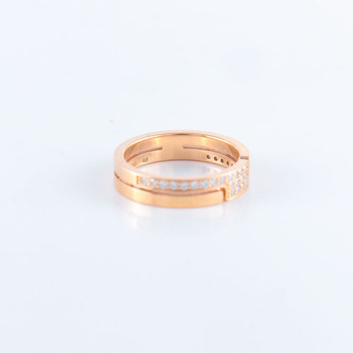 Bague Bague Dinh Van Seventies petit modèle en Or rose et Diamants 58 Facettes