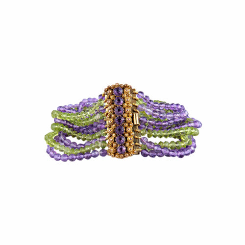 Bracelet Bracelet Multi-rangs Améthystes et Péridots 58 Facettes