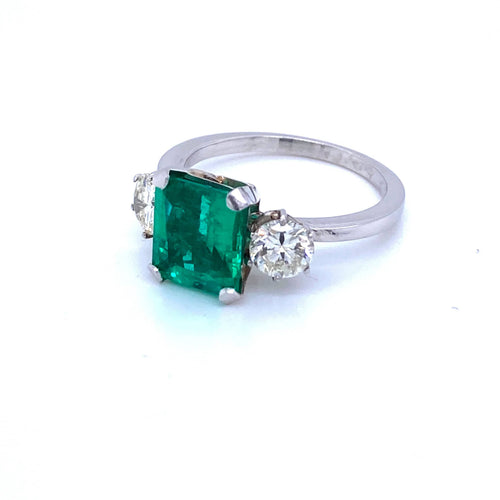 Bague Bague Platine Diamant Emeraude Colombienne 58 Facettes
