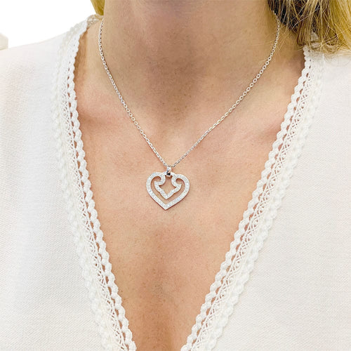 Pendentif Pendentif O.J. Perrin, "Coeur Légende", or blanc, diamants. 58 Facettes 32886
