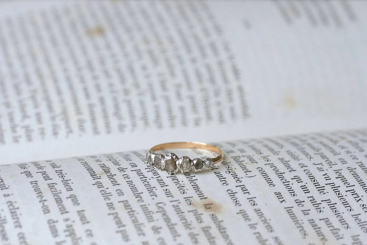 Bague Bague jarretière or rose, argent et diamants 58 Facettes