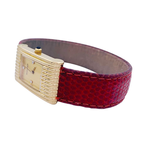 Montre Montre Boucheron, "Rreflet", or jaune, cuir. 58 Facettes 32263