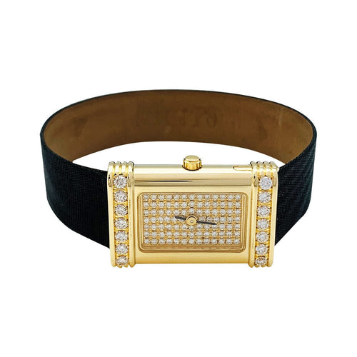 Montre Montre OJ Perrin or jaune et diamants, bracelet cuir. 58 Facettes 30665