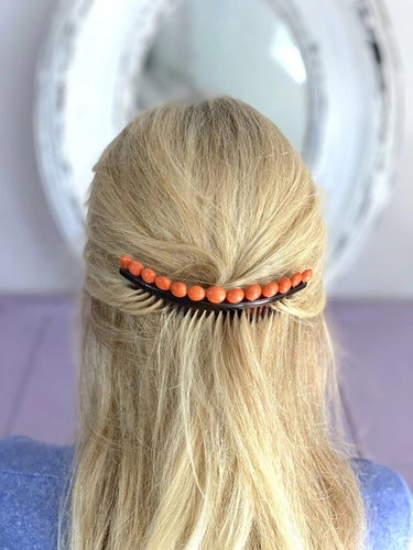 Accessoire Peigne à cheveux ancien, diadème de mariage, écaille de tortue et corail 58 Facettes