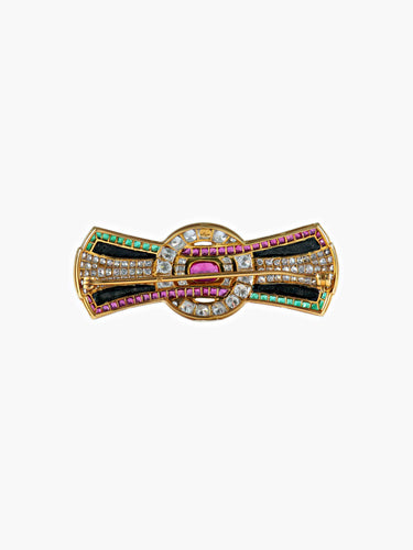 Broche Broche Rubis Diamants Emeraudes Onyx 58 Facettes