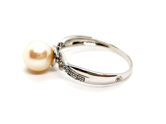 Bague 54 Bague Or blanc Perle 58 Facettes 1141388CD