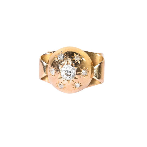 Bague 52 Bague dôme étoiles Or jaune Diamants 58 Facettes