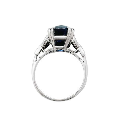 Bague 53 Bague saphir 6.67 carats, platine et diamants. 58 Facettes 30768