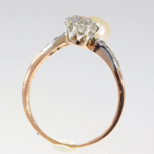 Bague 58 Bague Toi & Moi diamants et perle 58 Facettes 22327-0067