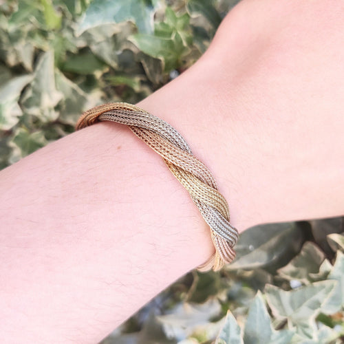 Bracelet Bracelet en 3 ors tressé 58 Facettes 17264