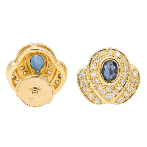 Boucles d'oreilles Boucles d'oreilles Puces Or jaune Saphir 58 Facettes 2378032CN