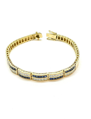 Bracelet Bracelet femme en or jaune diamants et saphirs 58 Facettes