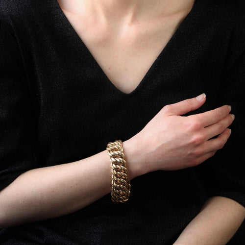 Bracelet Bracelet gourmette en or jaune large 58 Facettes CVBR38