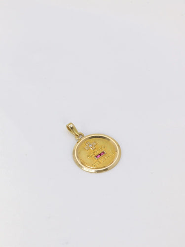 Pendentif AUGIS - Médaille Amour "L'essentielle" grand modèle Or jaune Rubis 58 Facettes J251