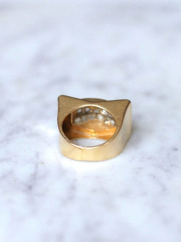 Bague Bague chevalière Tank or et diamants 58 Facettes