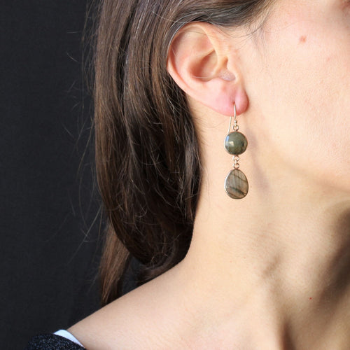Boucles d'oreilles Pendants d'oreilles labradorites 58 Facettes 21-554A