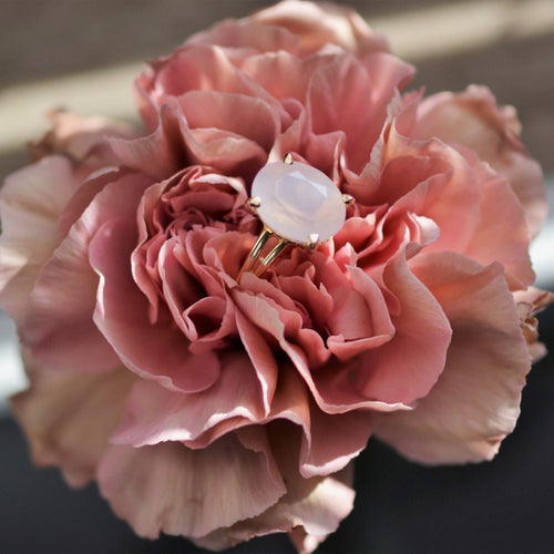 Bague 52 Bague quartz rose ancienne 58 Facettes 23-068