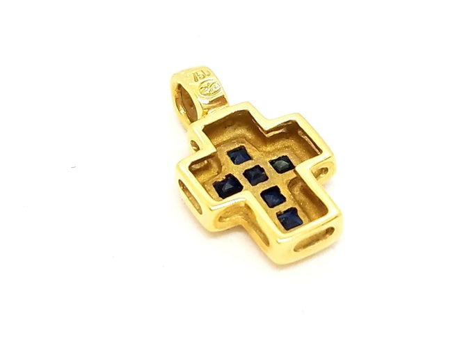 Pendentif Pendentif Croix Or jaune Saphir 58 Facettes 06569CD