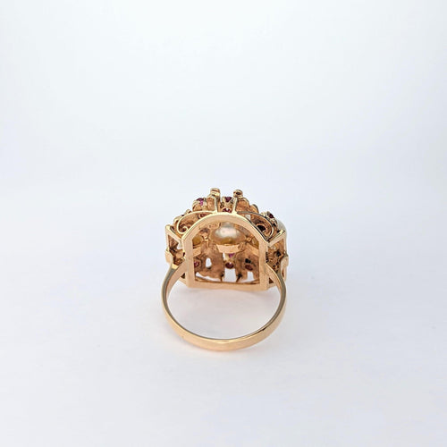 Bague Bague en or rose Perles et Tourmalines 58 Facettes 21231