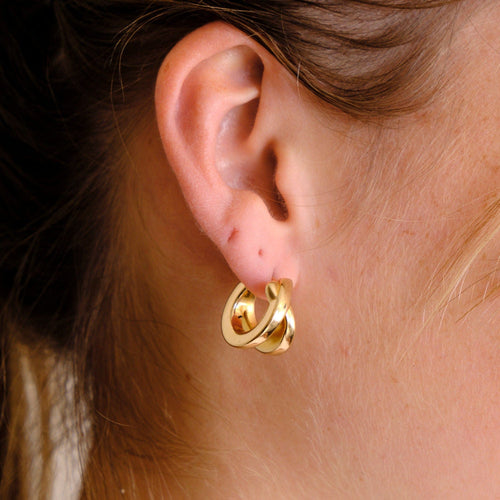Boucles d'oreilles Doubles créoles Or Jaune 58 Facettes