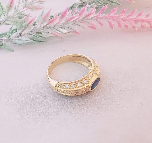 Bague Bague Jonc Saphir Diamants Or Jaune 58 Facettes AA 1108