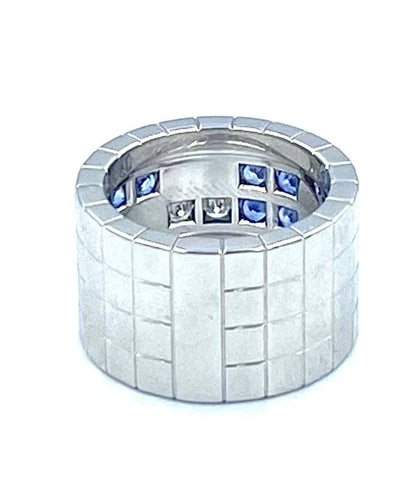 Bague 50 CARTIER. Bague Or gris Saphirs Diamants Collection Lanières 58 Facettes