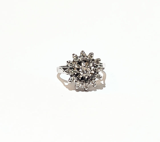 Bague Bague fleur or et diamants années 60 58 Facettes