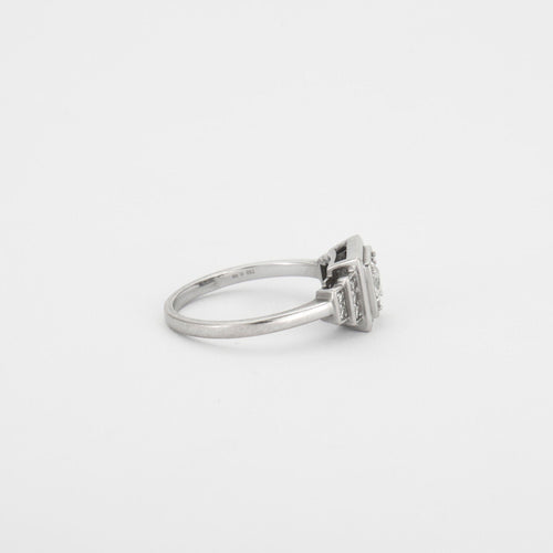 Bague 53 Bague Art Déco, or blanc, diamants 58 Facettes HS22181