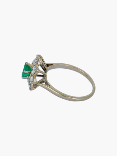 Bague Bague Marguerite diamants et émeraude 58 Facettes
