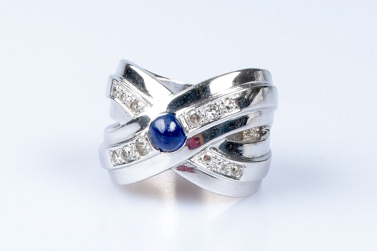 Bague Bague diamants saphir or blanc 58 Facettes 111-170463-34