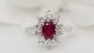 Bague Bague Marguerite or blanc et platine, rubis et diamants 58 Facettes 30387
