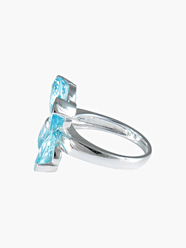 Bague 52 Bague Trèfle à quatre feuilles Topazes bleues 58 Facettes