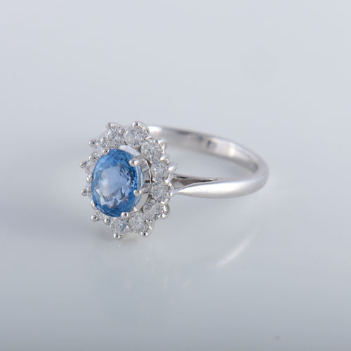 Bague 56 Bague Marguerite or blanc, diamants et saphir 58 Facettes