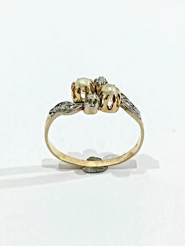 Bague 52.5 Bague Toi Et Moi Or Diamants Et Perles 58 Facettes 2308/1