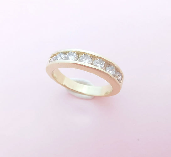 Bague 54 Demi Alliance Diamants 0,70 carat Or Jaune 58 Facettes AA 1612