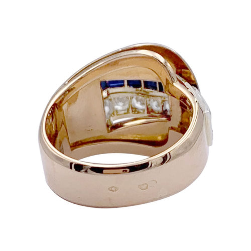 Bague 53 Bague "Tank", or jaune, saphirs, diamants. 58 Facettes 32837