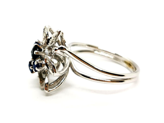 Bague 48 Bague Fleur Or blanc Saphir 58 Facettes 1313050CN