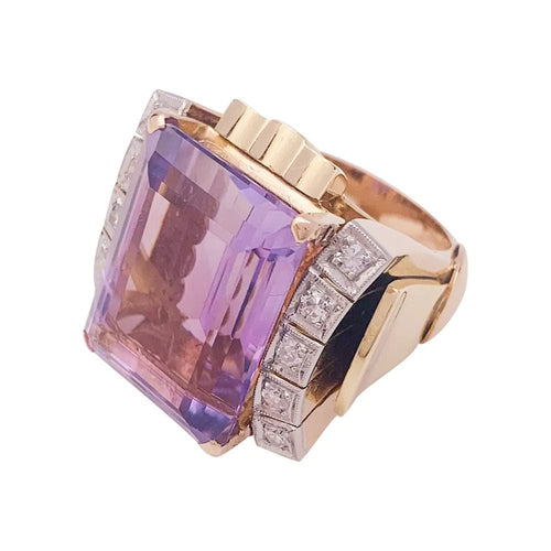 Bague 53 Bague Tank en or rose, améthyste, diamants. 58 Facettes 31369